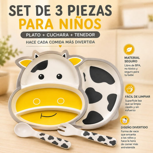 SET VAJILLA INFANTIL VACA