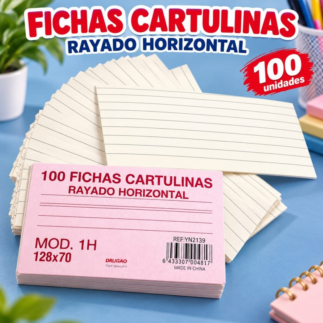 100 FICHAS CARTULINAS 70*128MM