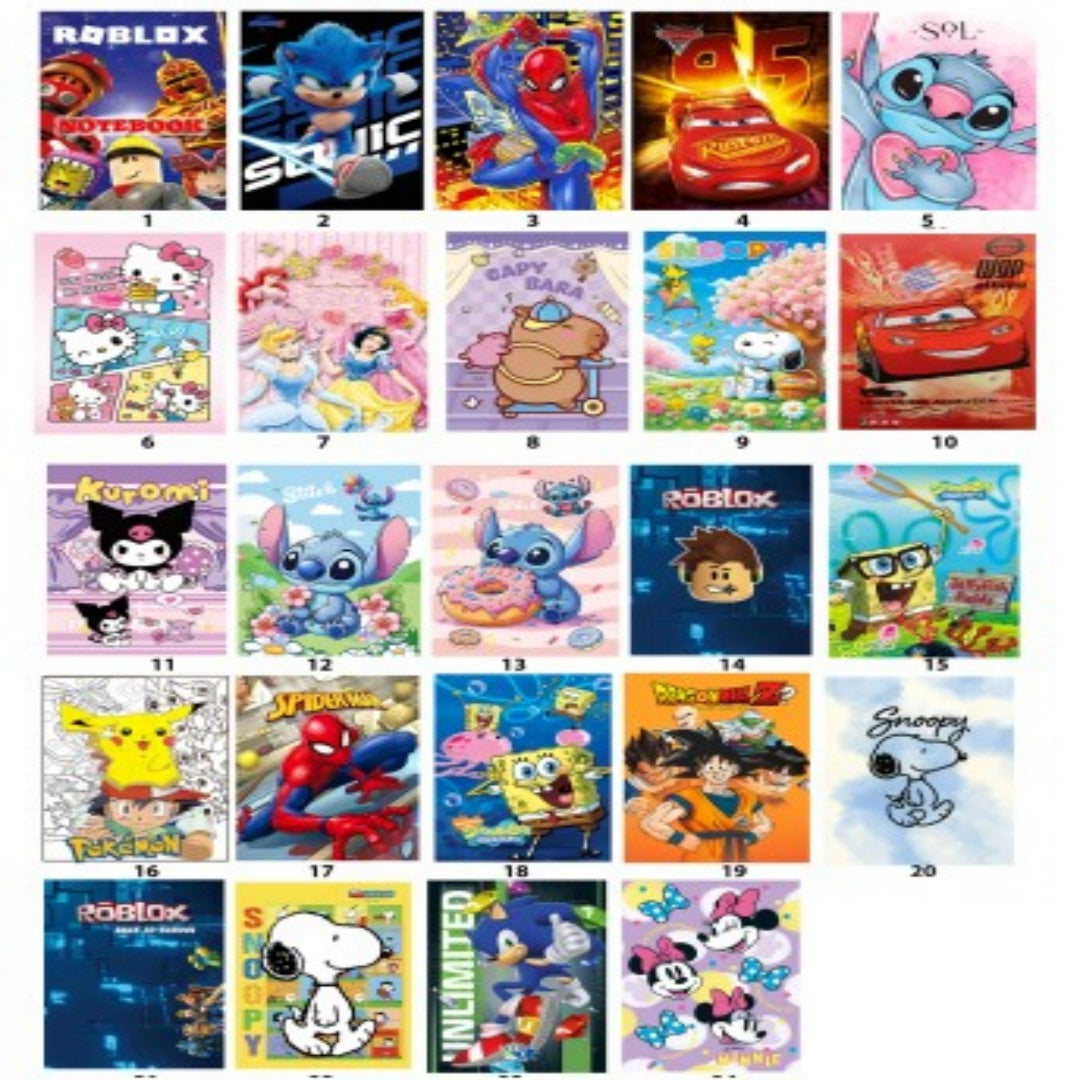 CUADERNO COSIDO  A5 100 HOJA PERSONAJE