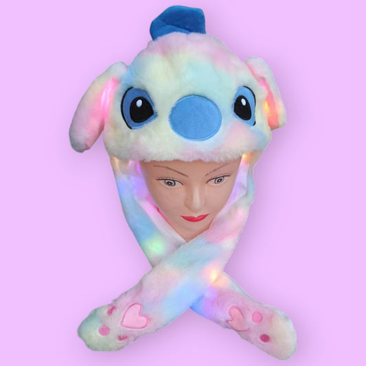 GORRA PELUDA C/ LUZ OREJA STITCH COLOR