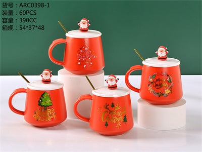 JARRA CERAMICA CON TAPA NAVIDAD ARC0398-1