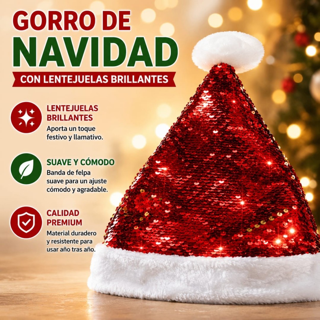 GORRO NAVIDAD LENTEJUELA SOLO LADO
