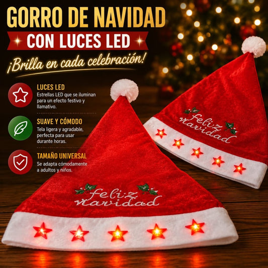 GORRO NAVIDAD ESTRELLA LUZ FELIZ