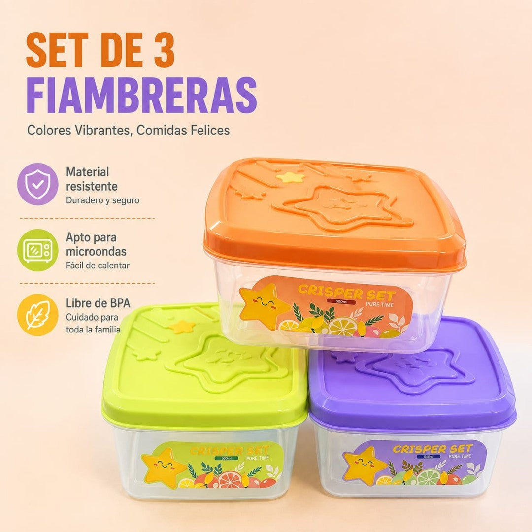 RECIPIENTE COMIDA 3PCS ESTRELLA T9792051