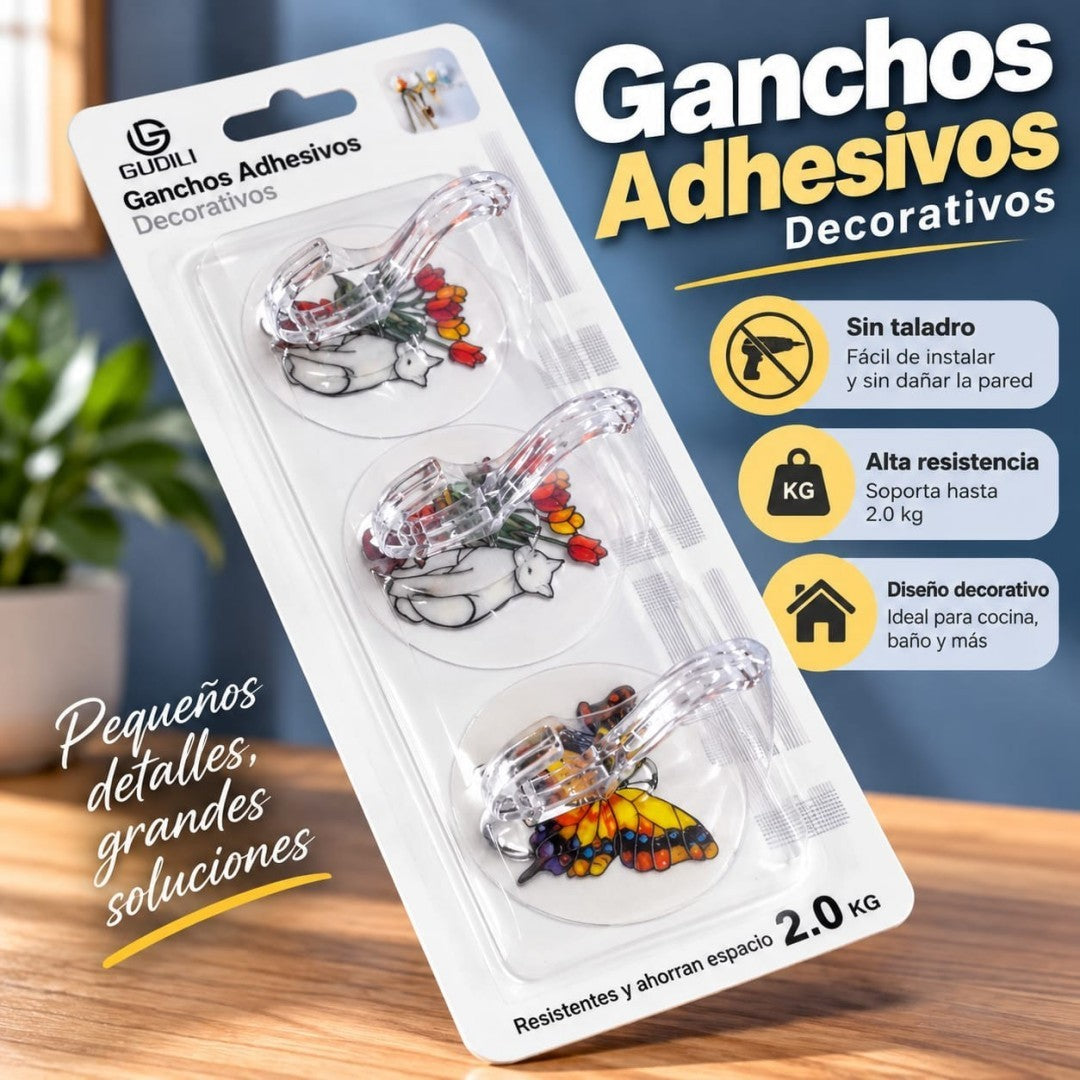 SET GANCHO VENTOSA FLOR 3PCS W19