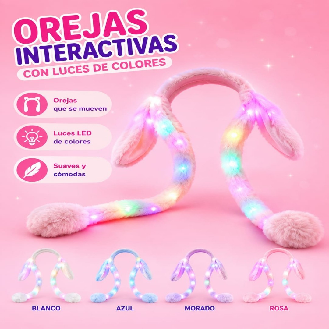 Diadema con luz y orejas que se mueven