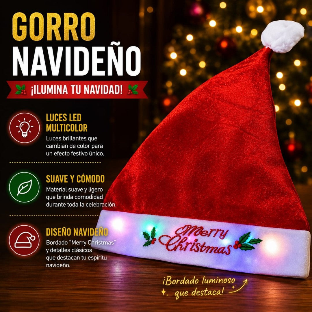 GORRO NAVIDAD LUZ LETRA