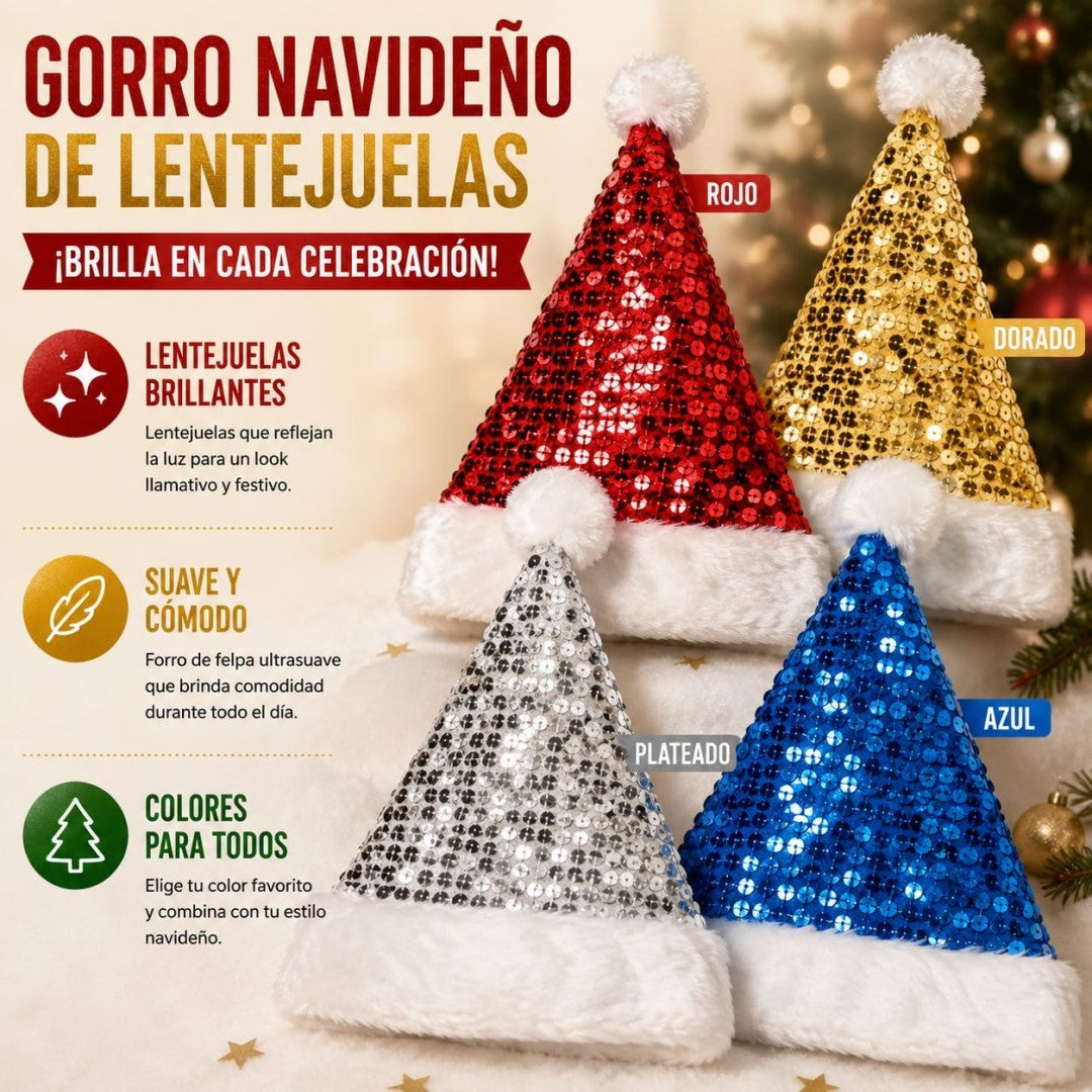 GORRO NAVIDAD LENTEJUELA PELUDA