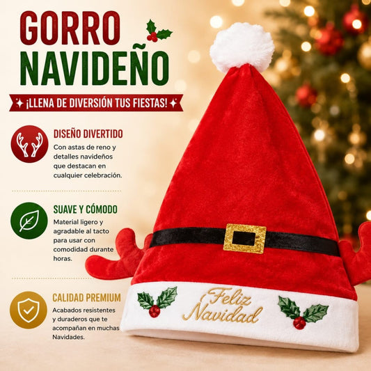 GORRO NAVIDAD CACHO VENADO B