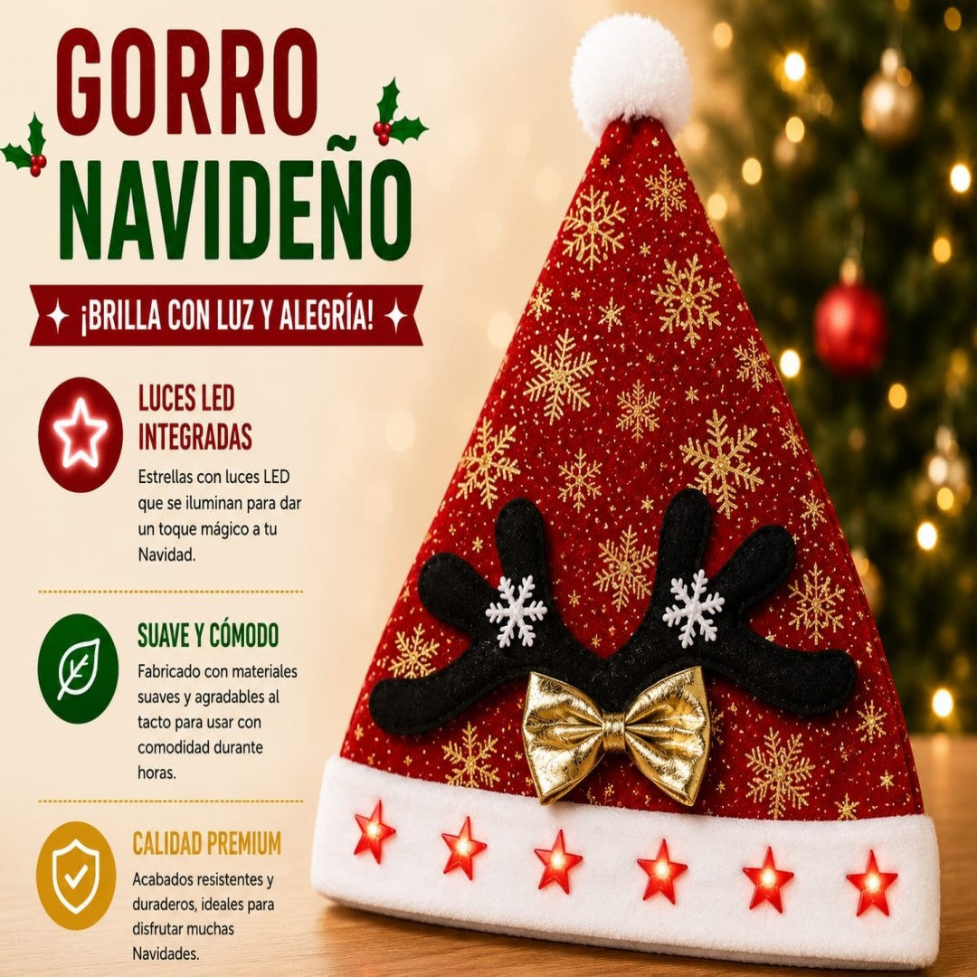 GORRO NAVIDAD C/LUZ NIEVE