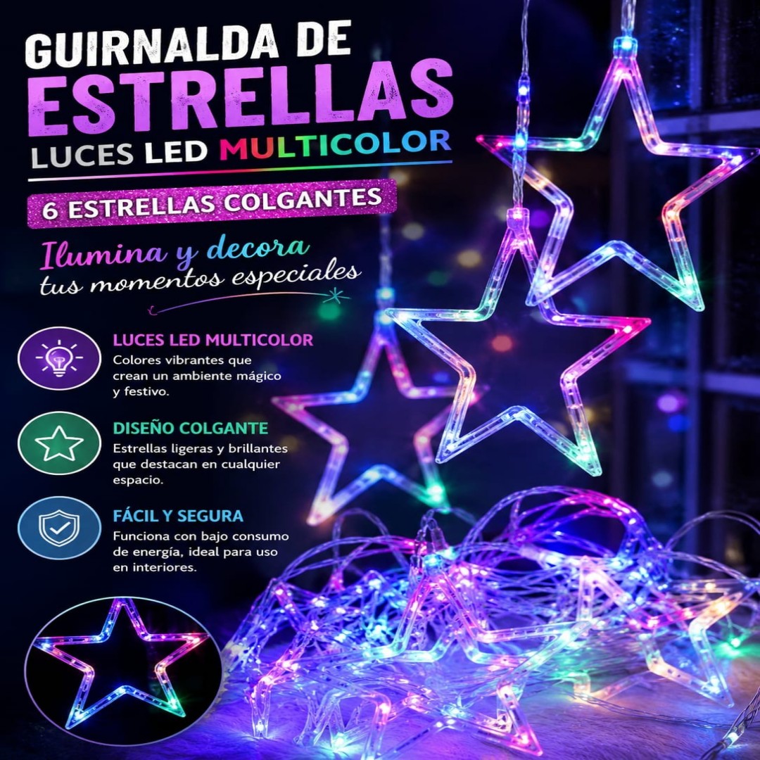 LUZ NAVIDAD 12 ESTRELLA COLOR