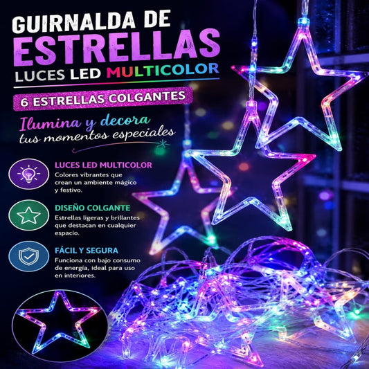 LUZ NAVIDAD 12 ESTRELLA COLOR
