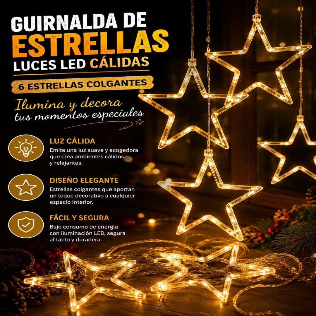 LUZ NAVIDAD 6 ESTRELLA AMARILLO