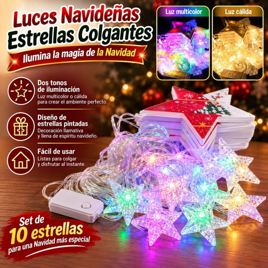 LUZ GUIRNALDAS  ESTRELLA 10L COLOR Y CALIDO