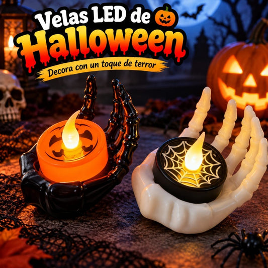 MANO CALAVERA  HALLOWEEN C/CANDELA LUZ