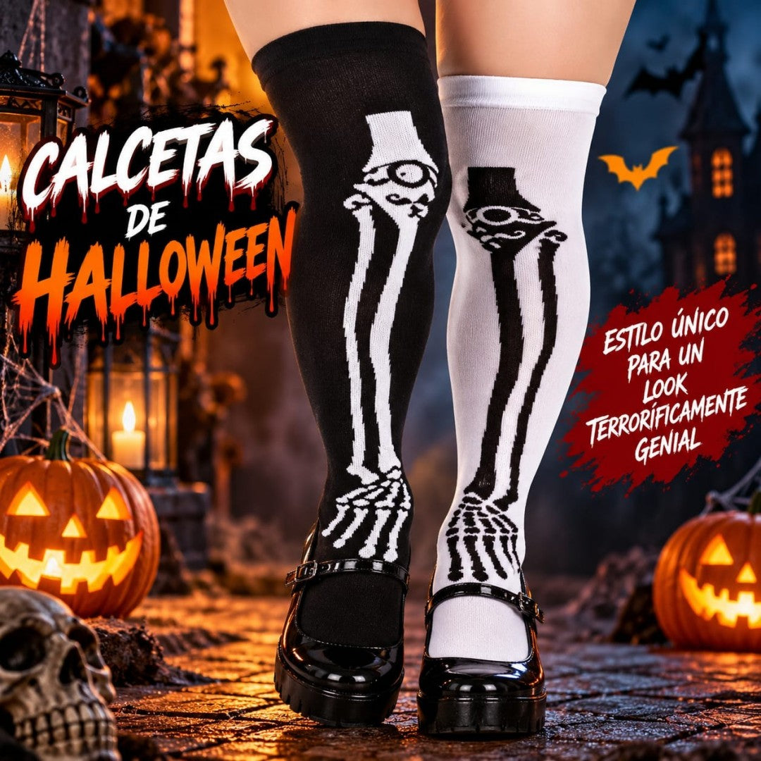 MEDIA HALLOWEEN CALAVERA NEGRO BLANCA