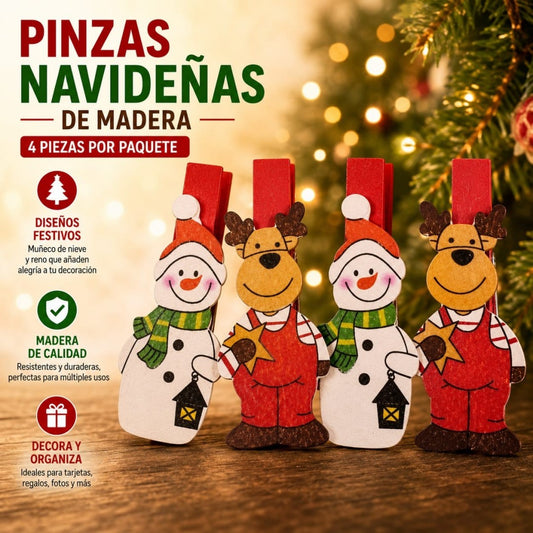 PRENSA MADERA NAVIDAD 4PCS