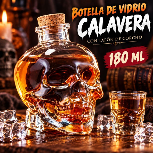 BOTELLA CALAVERA 180ML VIDRIO