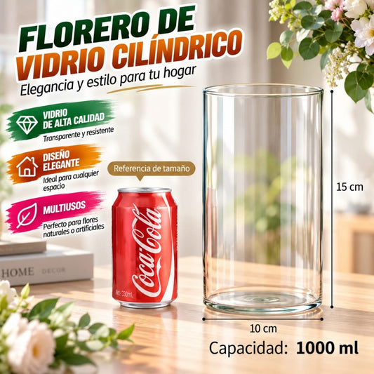 FLORERO VIDRIO 10*15 TUBO