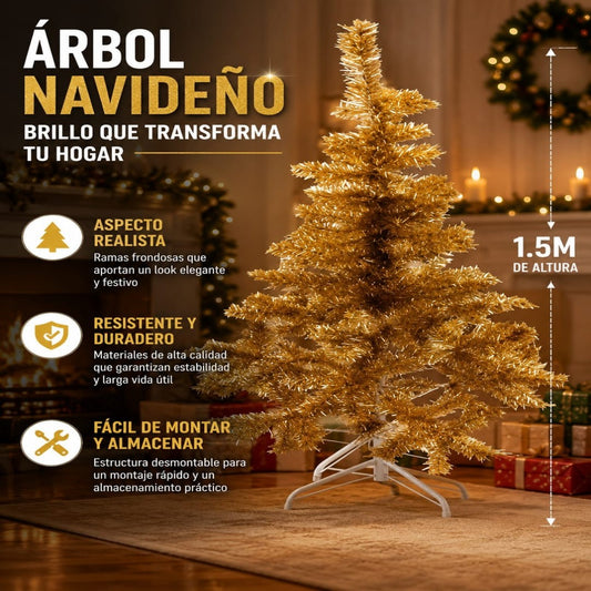 ARBOL NAVIDAD DORADO 150CM