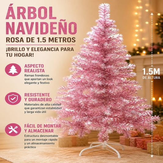 ARBOL NAVIDAD ROSADO 150CM