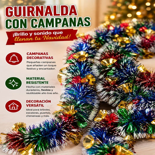 GUIRNALDA VERDE C/CAMPANA 9CM