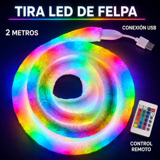 LUZ LED PELUDA CON CONTROL 2M USB