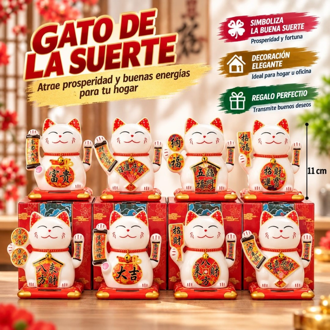 GATO SUERTE BLANCO 11CM 626605