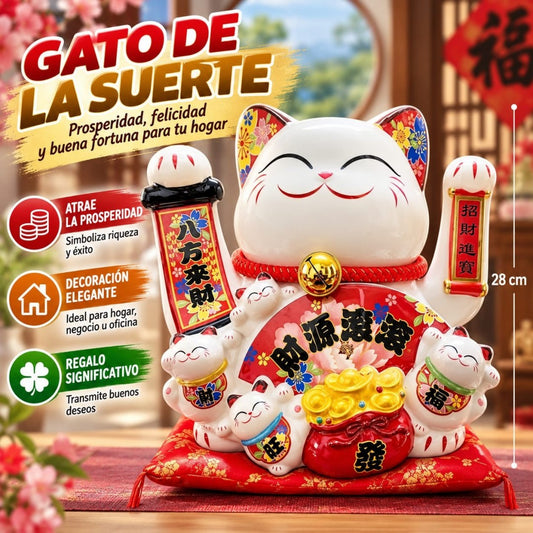 GATO SUERTE GDE BLANCO 28CM