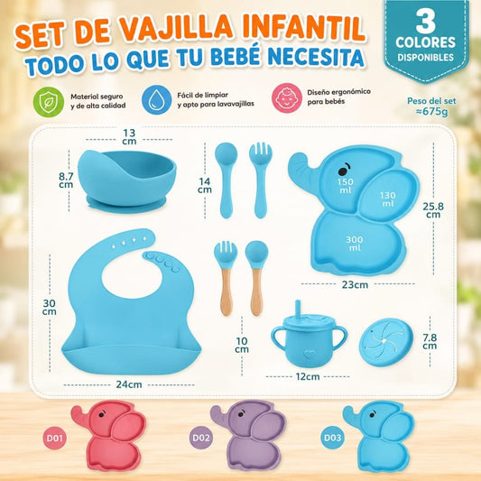 SET VAJILLA PARA BEBE SILICONA 11PCS