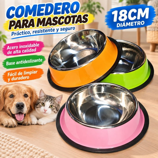TAZA PARA MASCOTAS ACERO COLOR 18CM