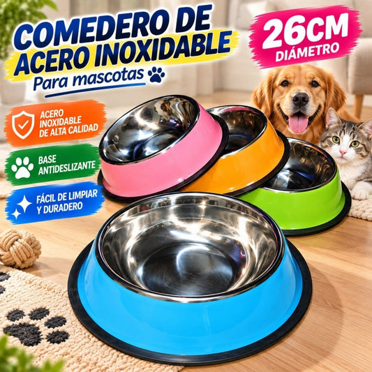TAZA PARA MASCOTAS ACERO COLOR 26CM
