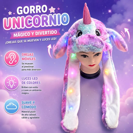 GORRA PELUDA C/ LUZ OREJA UNICORNIO C