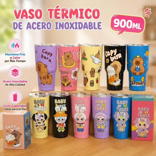VASOS ACERO PERSONAJE 900ML 3D