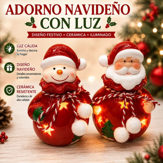 ADORNO CERAMICA NAVIDAD LUZ 12CM 25076