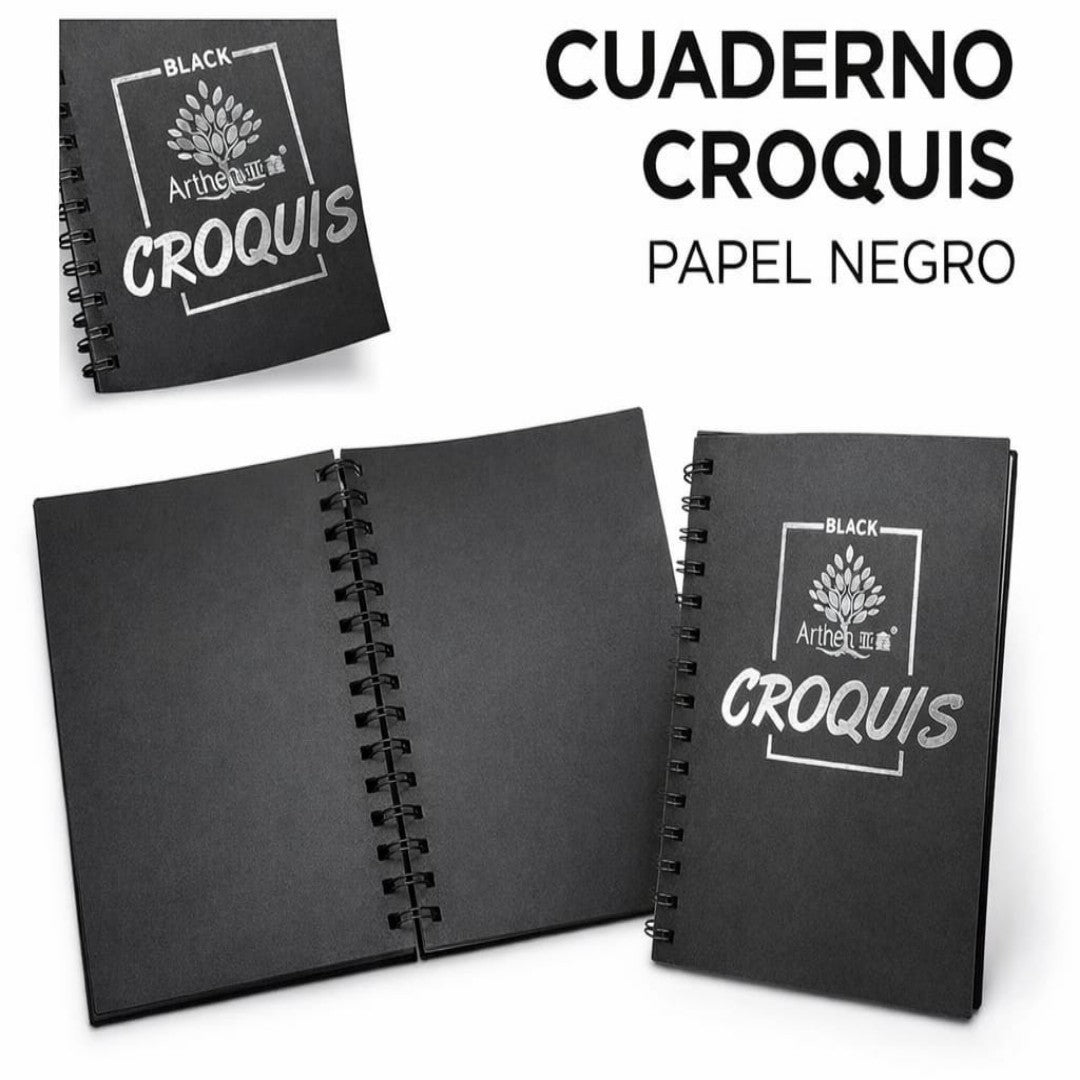CUADERNO RESORTE NEGRO A5 YX1438