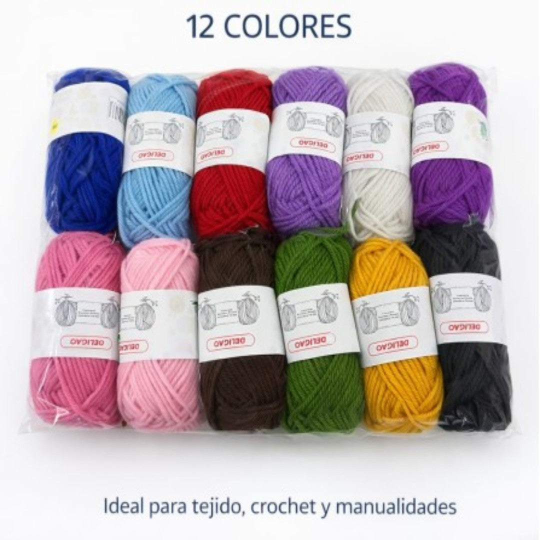 LANA ACRILICA 12 COLOR  PAQUETE