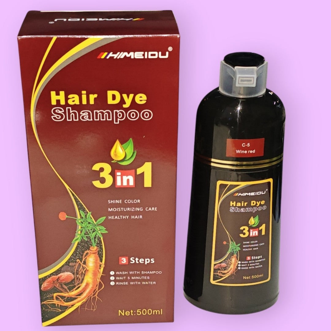 SHAMOO TINTE CUBRE CANAS 3EN1 ROJO VINO