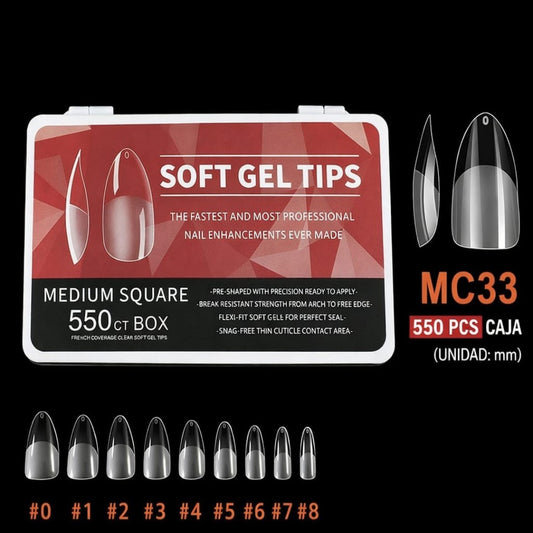 TIPS DE GEL SUAVE PARA UNAS MC33 550PCS