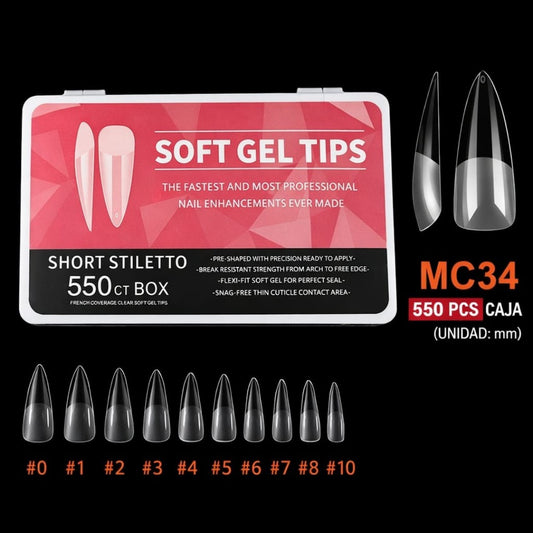 TIPS DE GEL SUAVE PARA UNAS MC34 550PCS