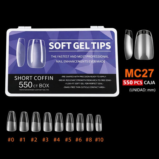 TIPS DE GEL SUAVE PARA UNAS MC27 550PCS