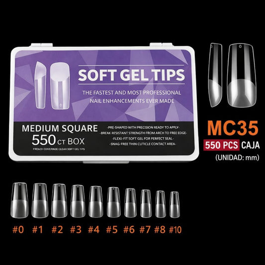 TIPS DE GEL SUAVE PARA UNAS MC35 550PCS