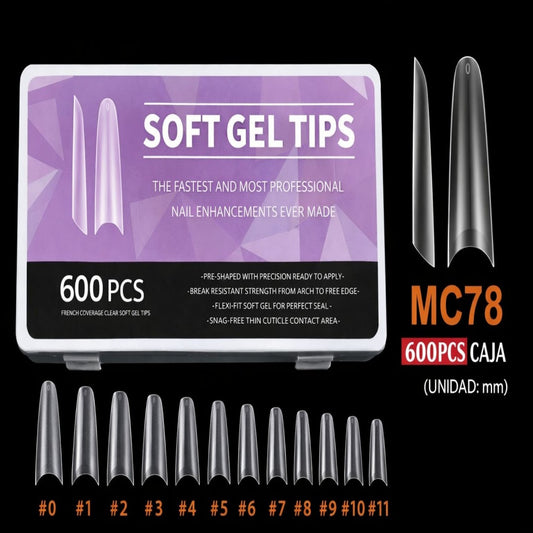 TIPS DE GEL SUAVE PARA UNAS MC78 600PCS