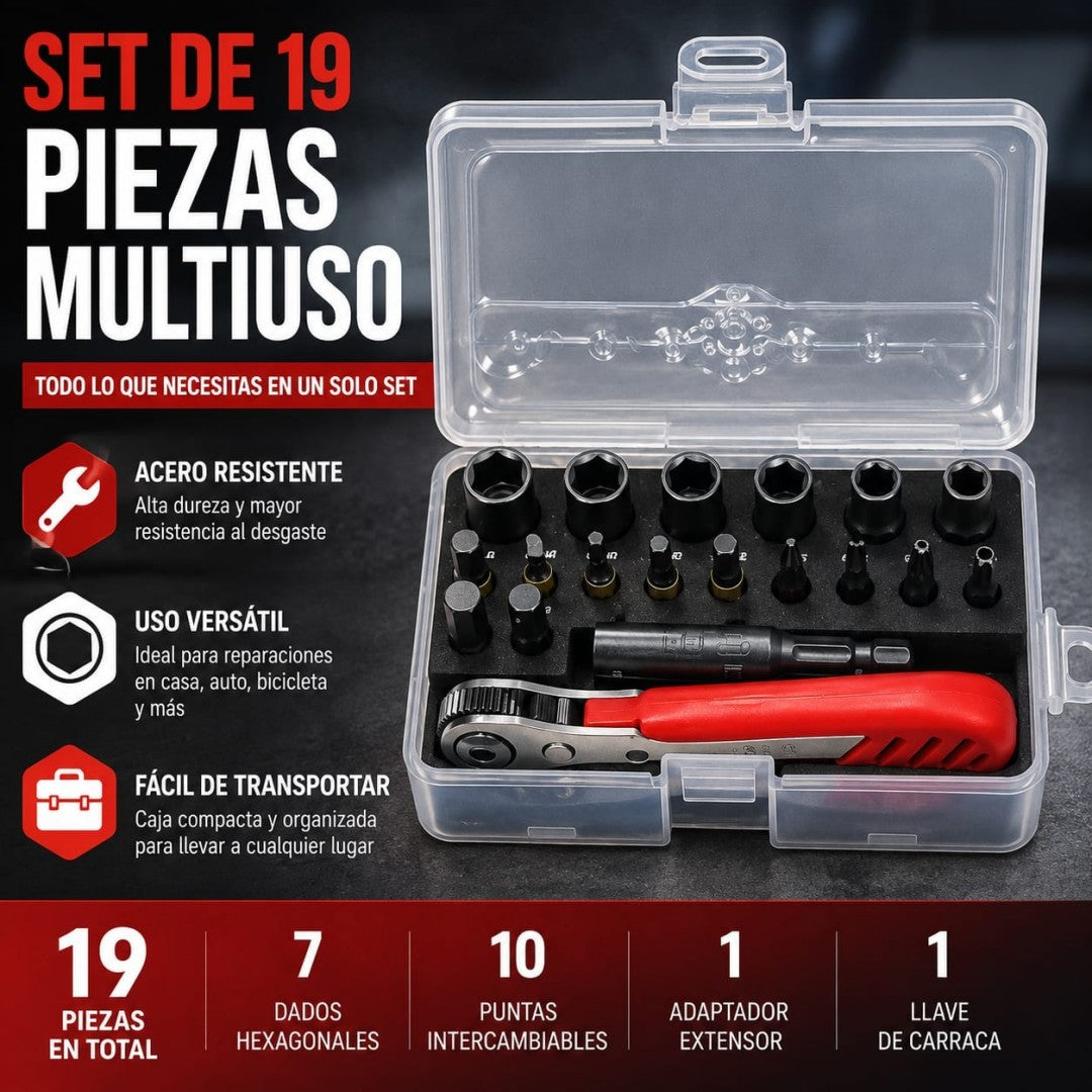 JUEGO DE LLAVES DE CUBO 19PCS