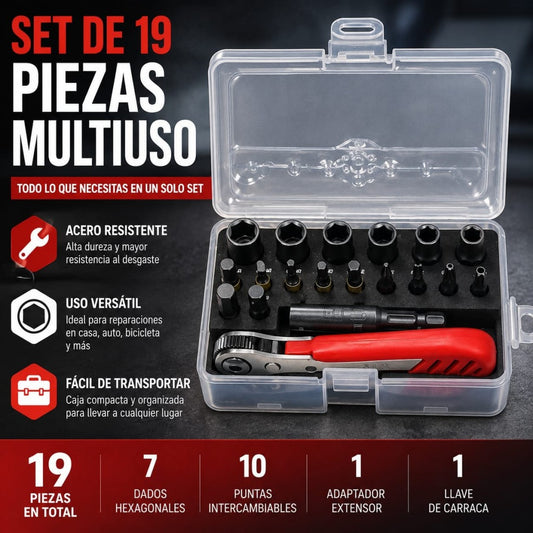 JUEGO DE LLAVES DE CUBO 19PCS
