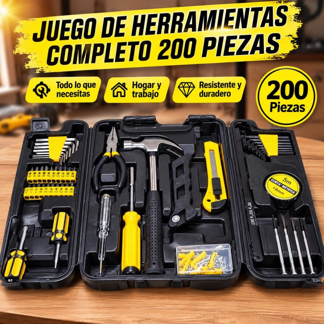 JUEGO DE HERRAMIENTAS 200PCS CON MALETA