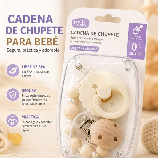 SET DE CHUPETA CON SUJETADOR MADERA 2PCS 59D