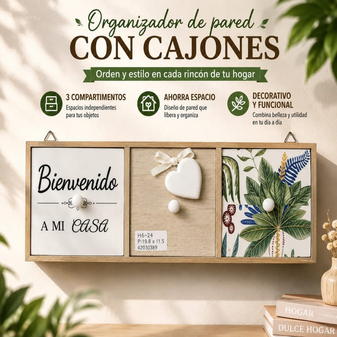 ORGANIZADOR DE MADERA CON CAJONES HS-24