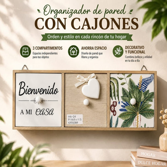 ORGANIZADOR DE MADERA CON CAJONES HS-24