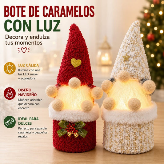 ADORNO GNOMO CON LUZ NAVIDENO